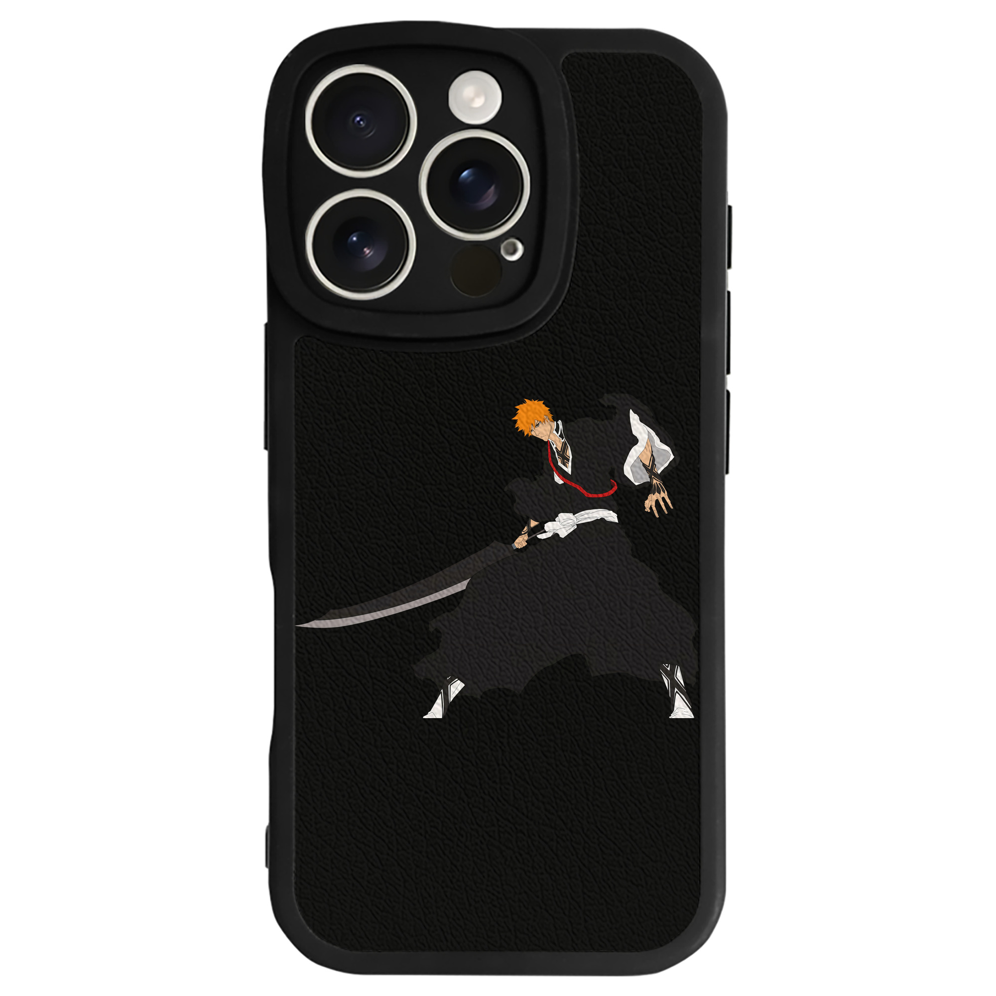 （画像用） ブリーチ 黒崎一護（くろさき いちご）BLEACH Kurosaki Ichigo 【iPhone 16シリーズ対応】シリコンスマホケース（レザー調） 材質：シリコン